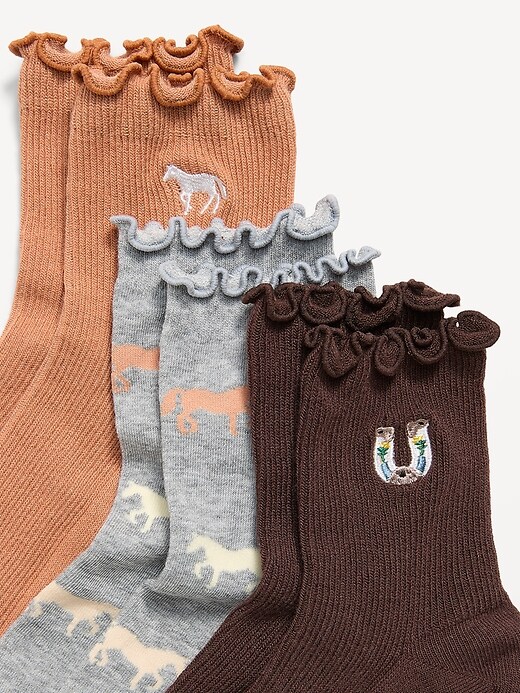 Image number 2 showing, Ruffled Crew Sock 3-Pack for Women