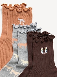 Image number 2 showing, Ruffled Crew Sock 3-Pack for Women