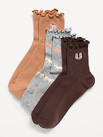 Image number 1 showing, Ruffled Crew Sock 3-Pack for Women
