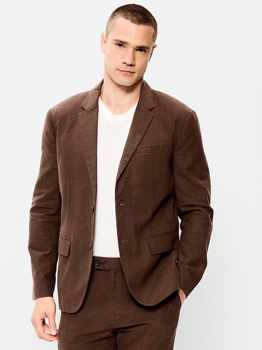 Image number 1 showing, Relaxed Unlined Linen-Blend Blazer
