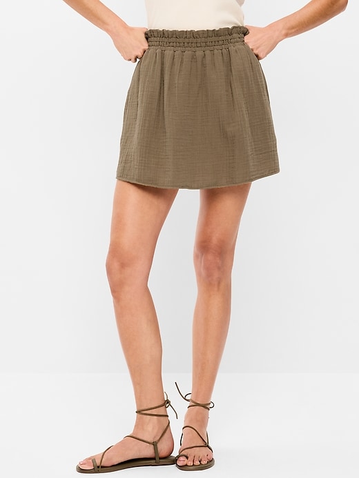 Image number 2 showing, Crinkle Gauze Ruffle Waist Mini Skort