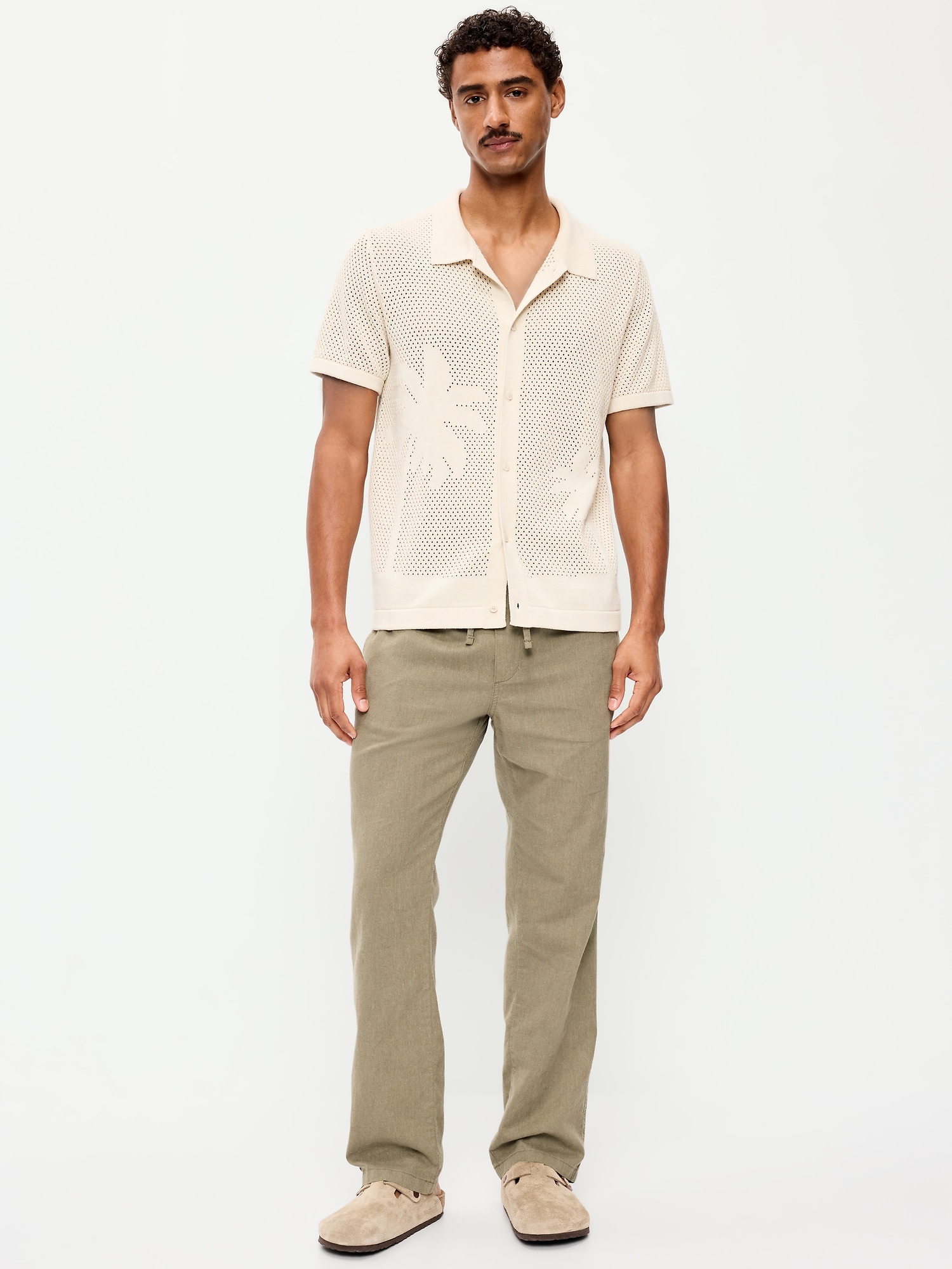 90's Straight-Fit Linen-Blend Pants