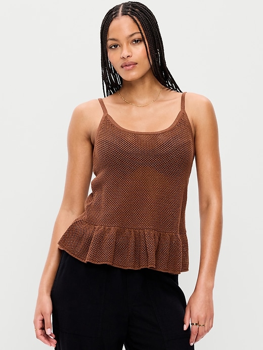 Image number 1 showing, Metallic Peplum Tank Top