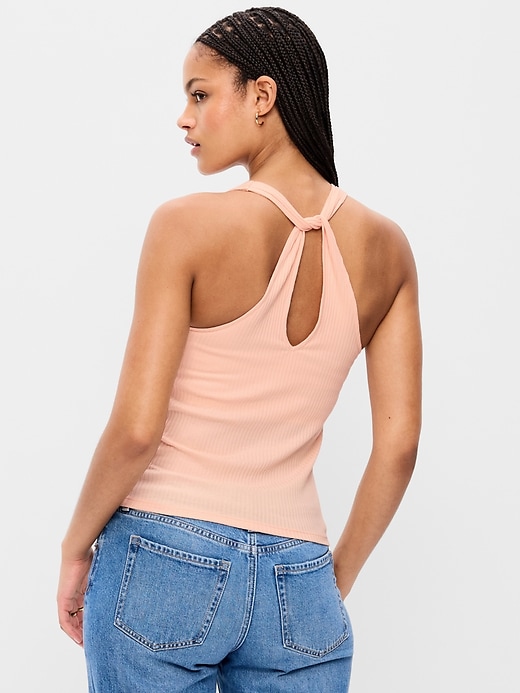 Image number 2 showing, Ribbed Loop-Back Halter Top