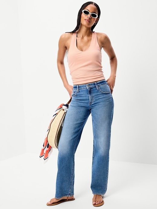 Image number 3 showing, Ribbed Loop-Back Halter Top