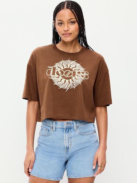The Doors™ Crew-Neck Oversized Crop T-Shirt