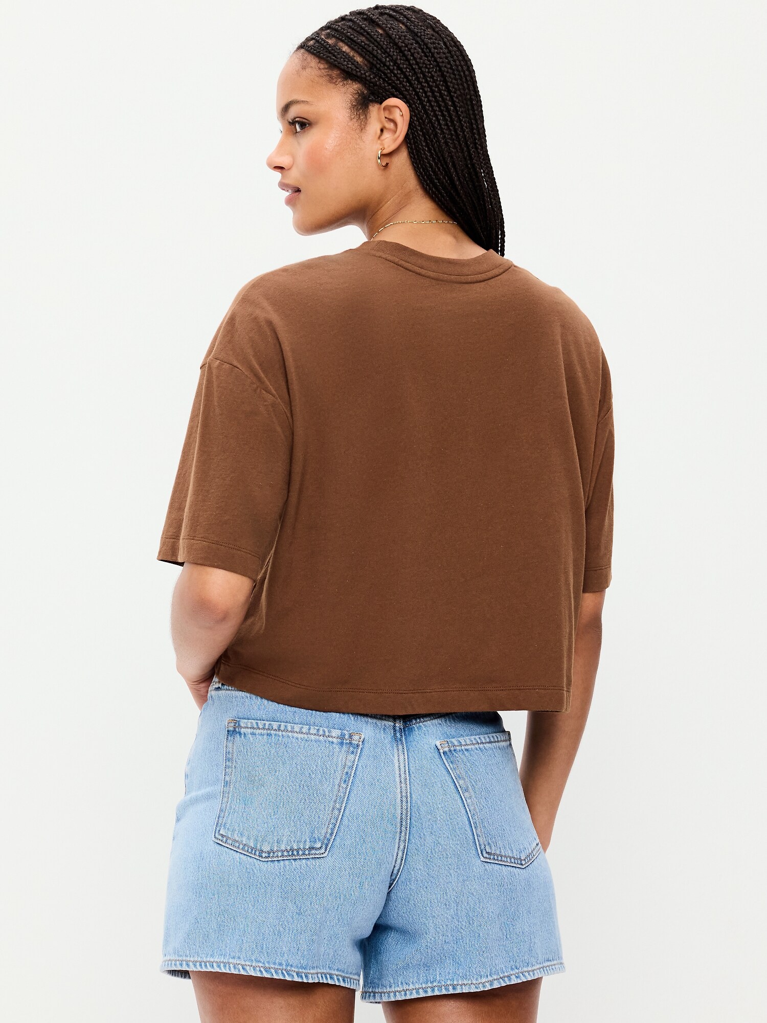 Женская футболка Old Navy Johnny Cash™ Crew-Neck Oversized Crop T-Shirt, цвет: Coco De Mer — фото 2