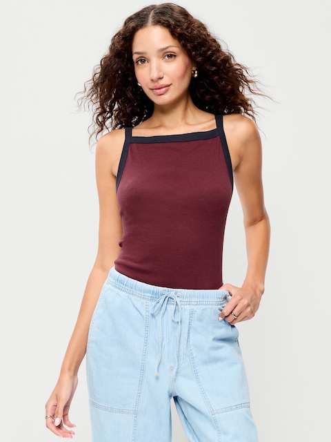 Snug Apron-Neck Tank Top