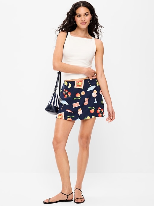 Image number 1 showing, Linen-Blend Micro Skort