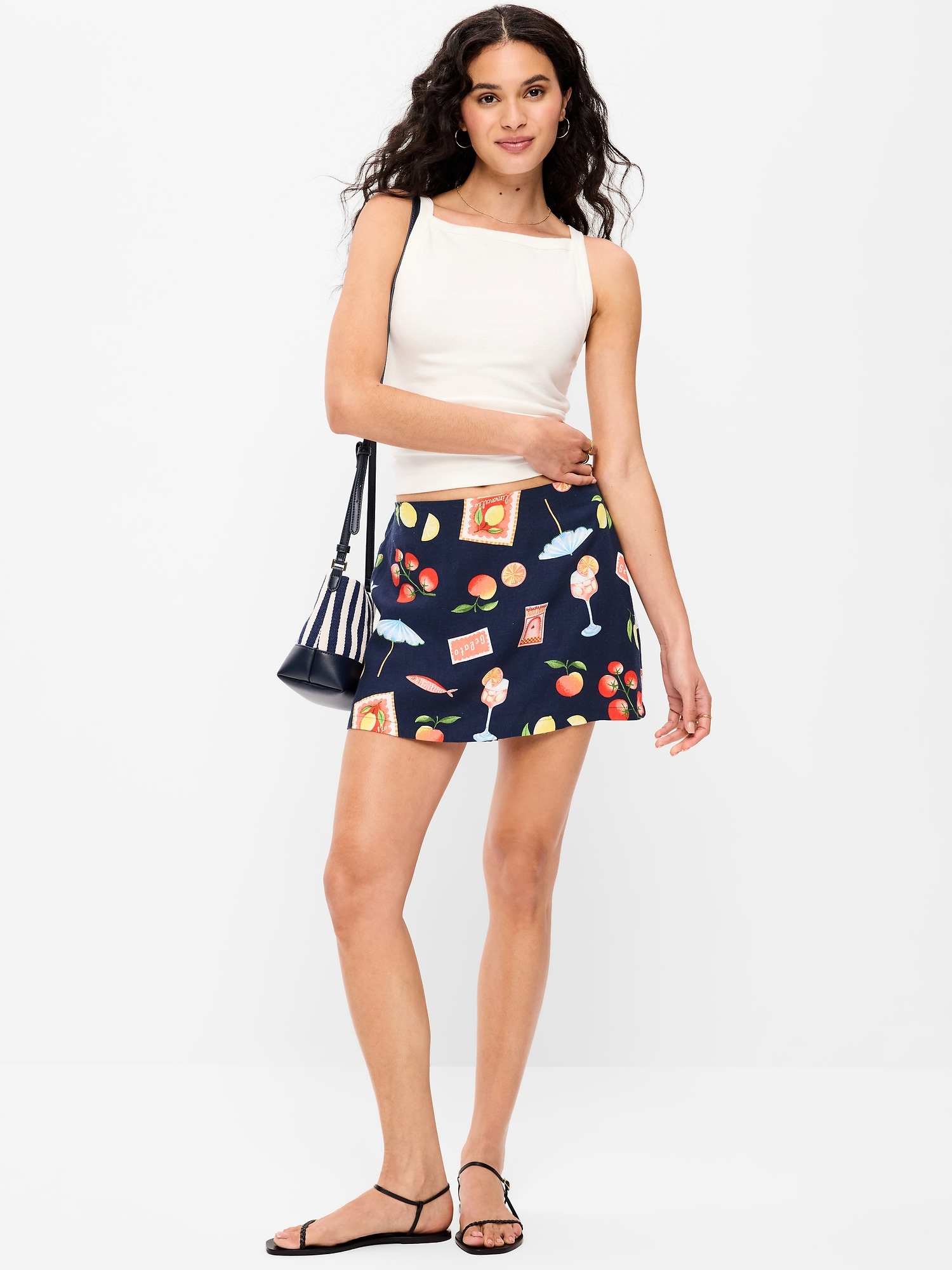 Linen-Blend Micro Skort