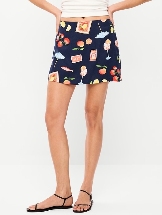 Image number 2 showing, Linen-Blend Micro Skort