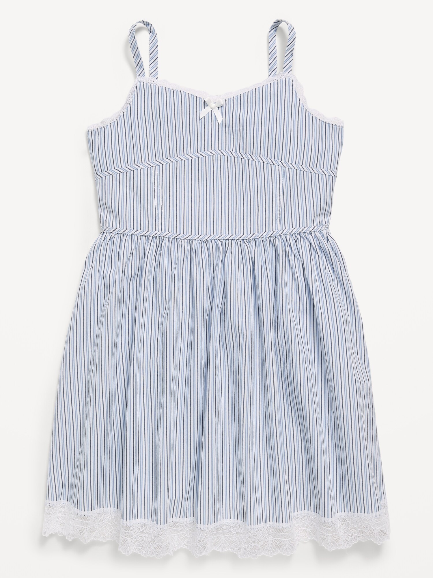 Платье Old Navy Sleeveless Fit and Flare Striped Lace-Trim Dress для девочек, цвет: Синий полосатый — фото 3