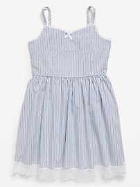 Image number 3 showing, Sleeveless Fit and Flare Striped Lace-Trim Dress for Girls