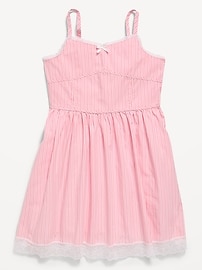 Image number 3 showing, Sleeveless Fit and Flare Striped Lace-Trim Dress for Girls