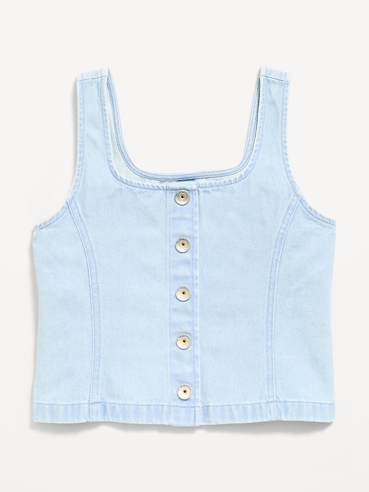 Image number 2 showing, Button-Front Denim Tank Top for Girls