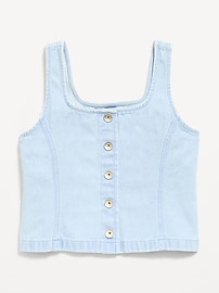 Image number 1 showing, Button-Front Denim Tank Top for Girls
