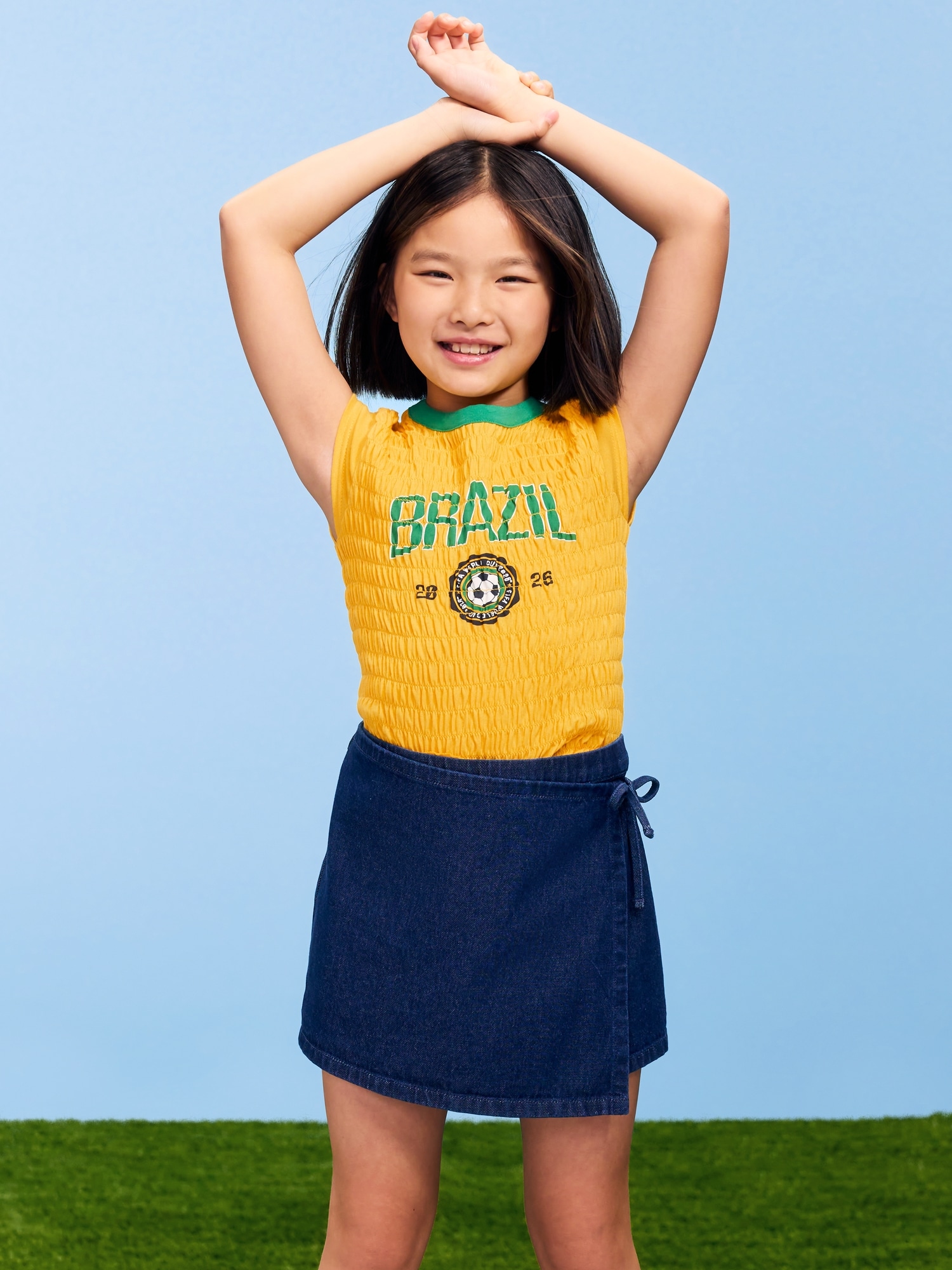 FIFA World Cup 26™ Brazil Smocked Graphic T-Shirt for Girls