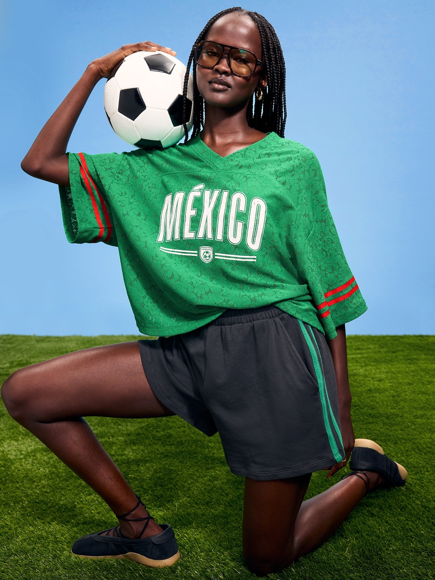 FIFA World Cup 26™ Mexico Boxy Lace V-Neck T-Shirt for Women