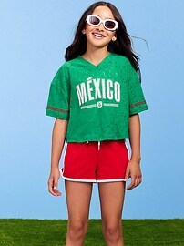 Image number 1 showing, FIFA World Cup 26™ Mexico Boxy Lace V-Neck T-Shirt for Girls