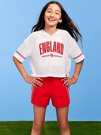 Image number 1 showing, FIFA World Cup 26™ England Boxy Lace V-Neck T-Shirt for Girls