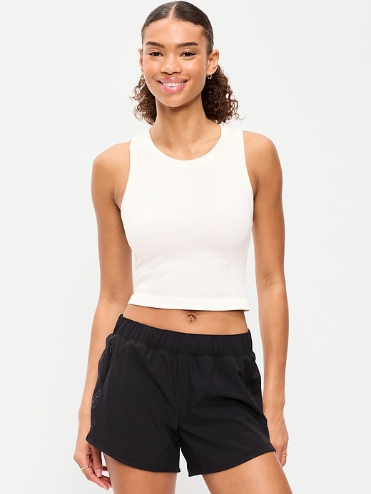 Image number 1 showing, Seamless Fitted High-Neck Crop Top