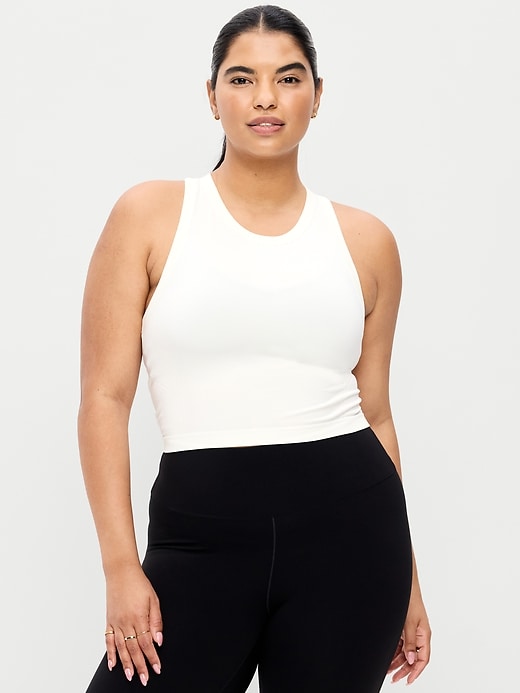 Image number 5 showing, Seamless Fitted High-Neck Crop Top