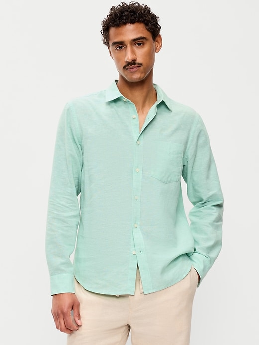 Image number 1 showing, Classic Fit Linen-Blend Shirt