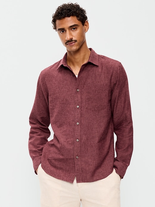 Image number 1 showing, Classic Fit Linen-Blend Shirt