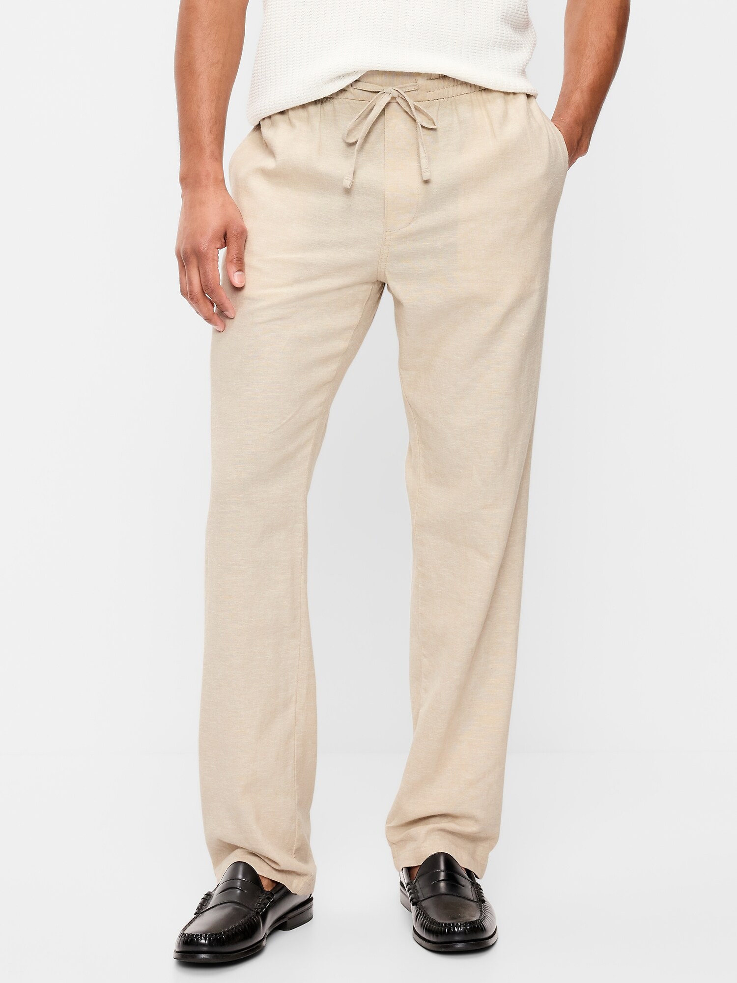 Мужские брюки Old Navy 90's Straight-Fit Linen-Blend, цвет: Серо-бежевый — фото 2