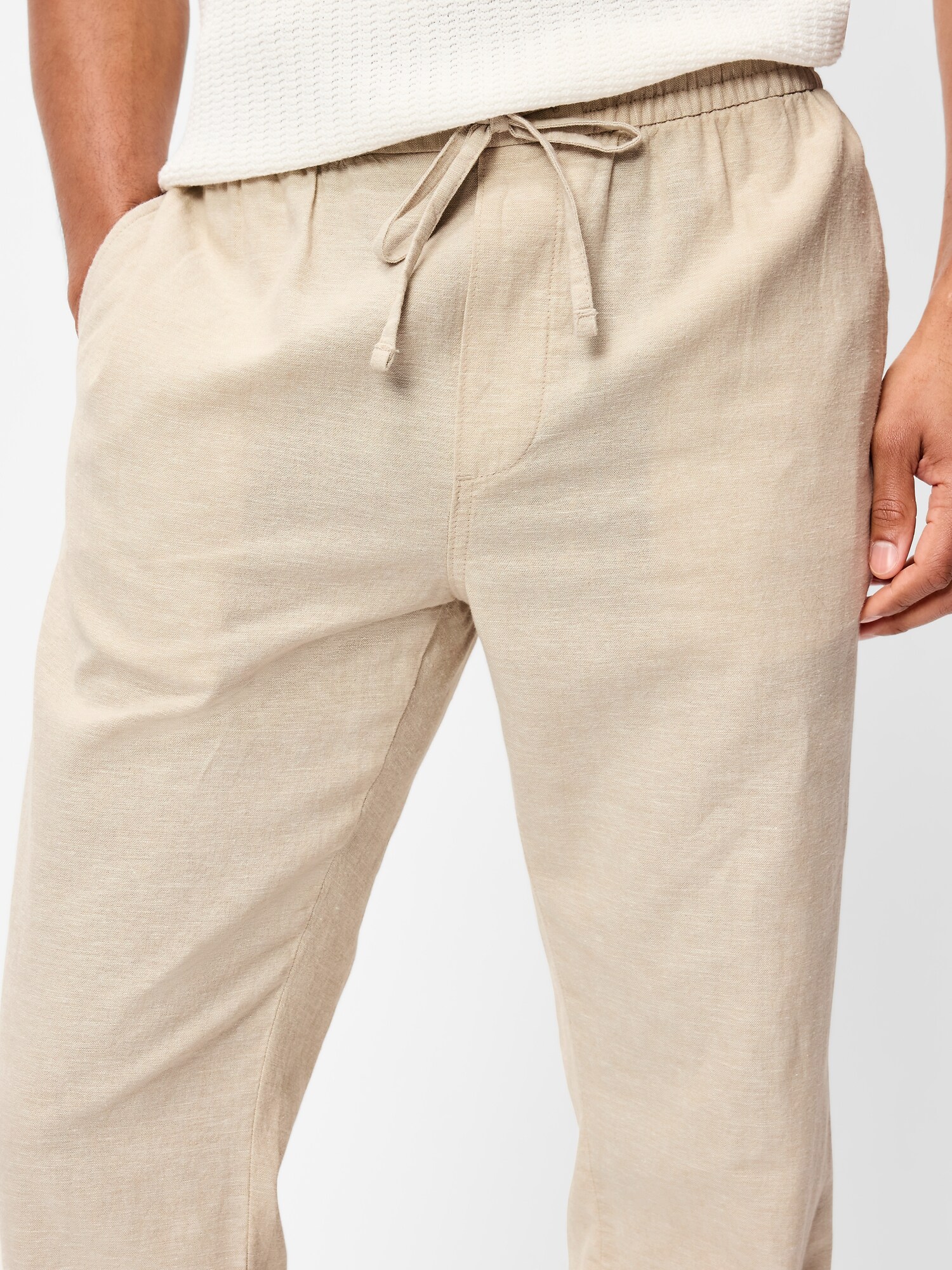 Мужские брюки Old Navy 90's Straight-Fit Linen-Blend, цвет: Серо-бежевый — фото 4