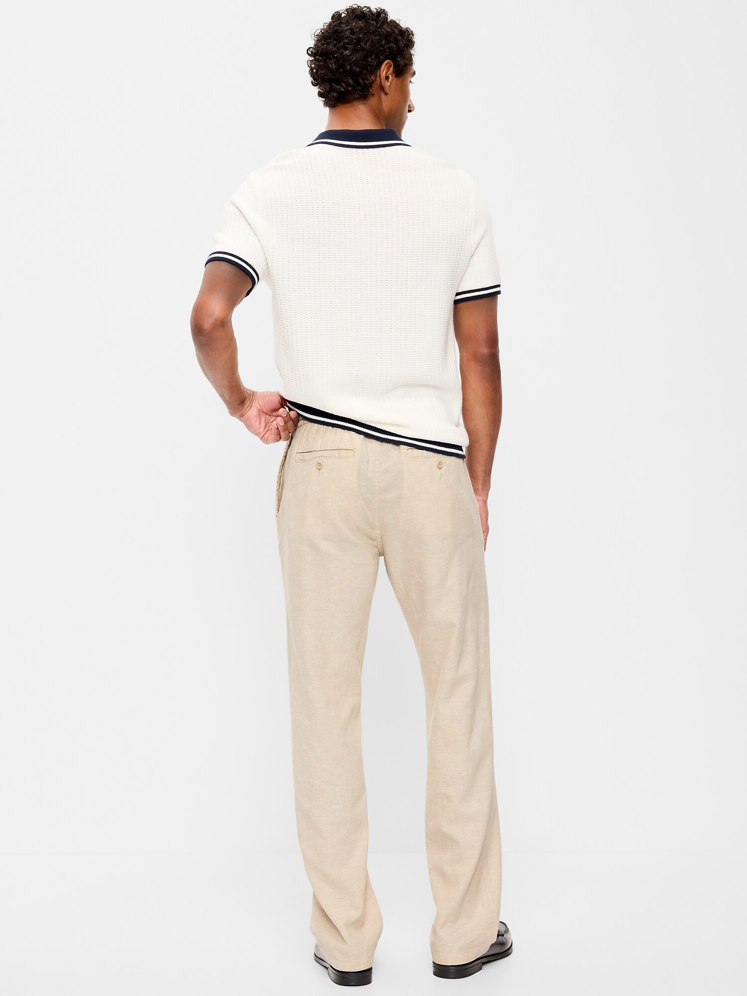 Мужские брюки Old Navy 90's Straight-Fit Linen-Blend, цвет: Серо-бежевый — фото 3