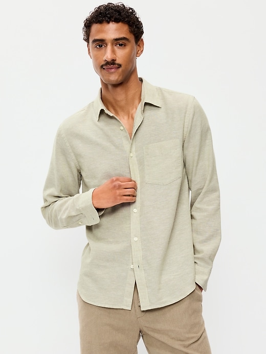 Image number 1 showing, Classic Fit Linen-Blend Shirt