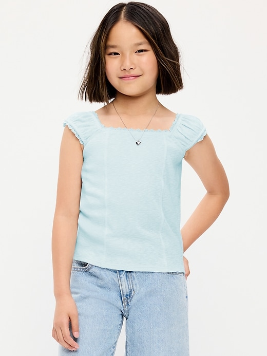 Image number 1 showing, Short-Sleeve Ribbed Top for Girls