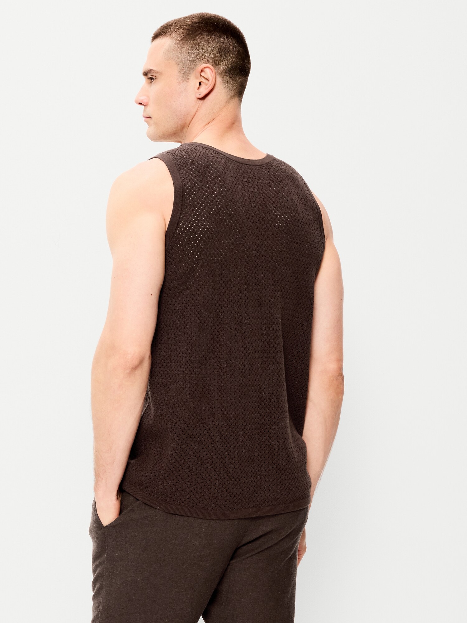 Мужской свитер Old Navy Relaxed Sweater Tank, цвет: Коричневый — фото 2