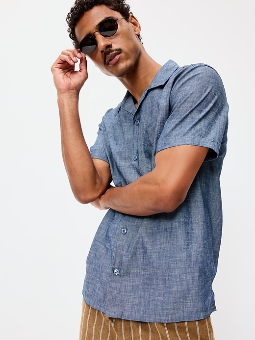 Image number 3 showing, Short-Sleeve Chambray Camp Shirt