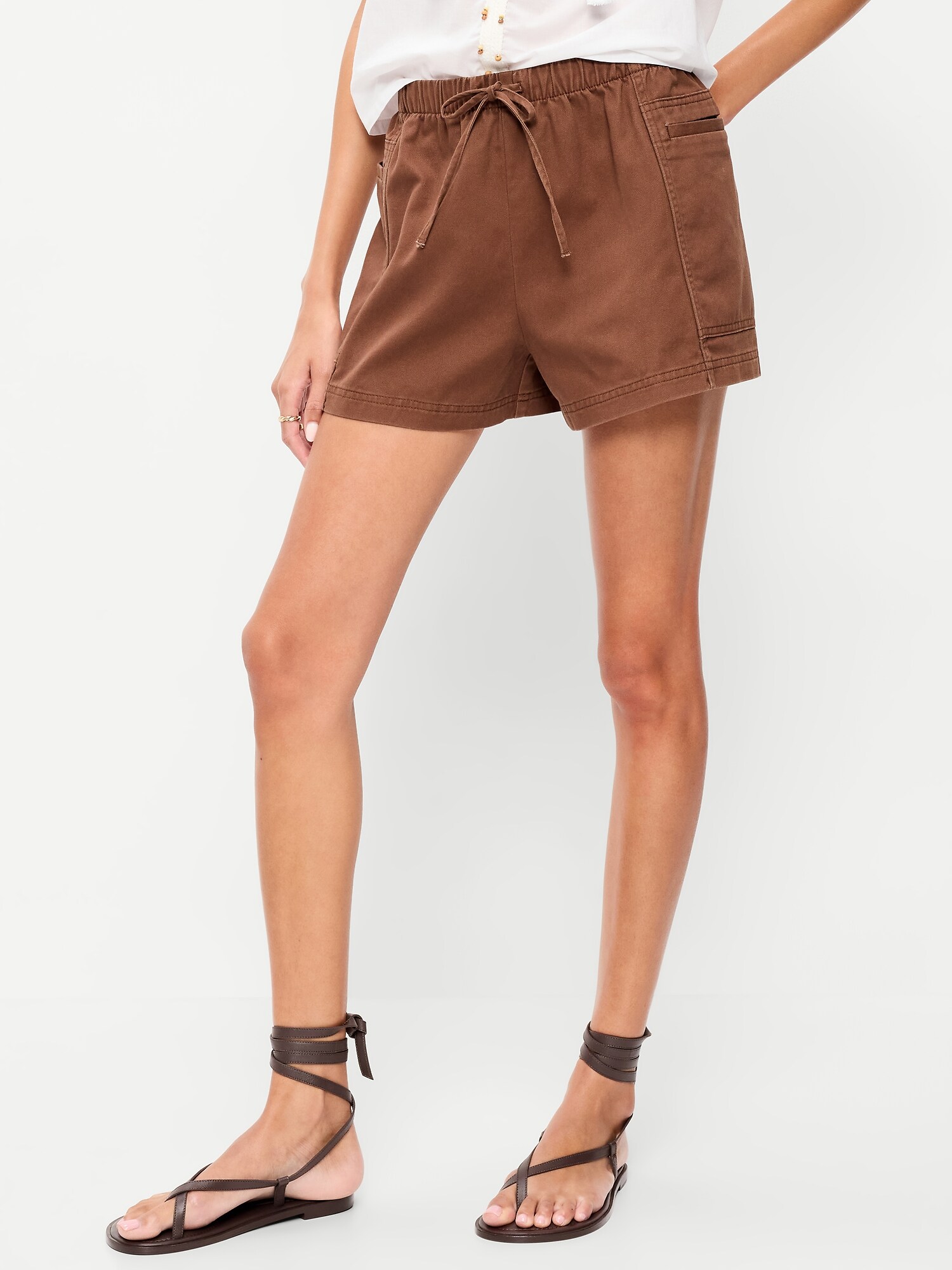 Женские шорты Old Navy High-Waisted Pull-On Utility, цвет: Coco De Mer — фото 2