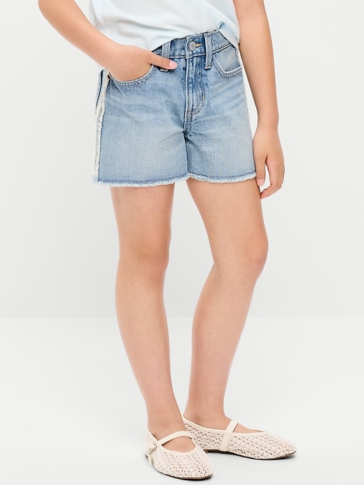 Image number 1 showing, Extra High-Waisted Frayed-Hem Jean Shorts for Girls