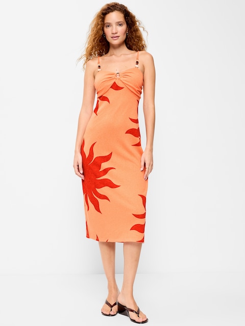 Beaded-Strap Beach Midi Dress
