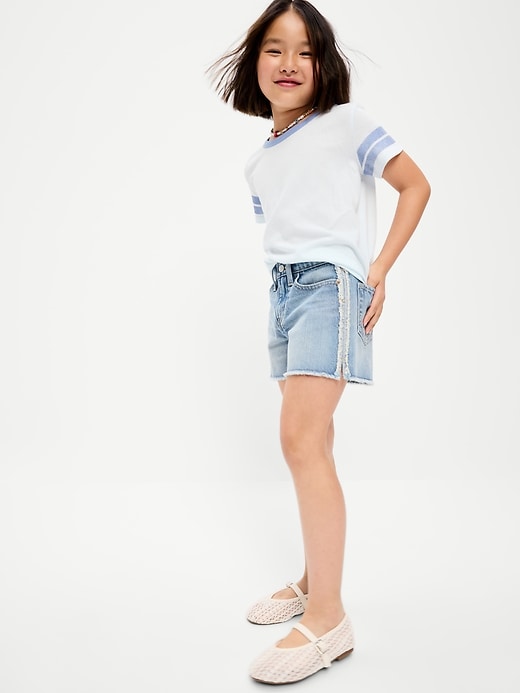 Image number 3 showing, Extra High-Waisted Frayed-Hem Jean Shorts for Girls