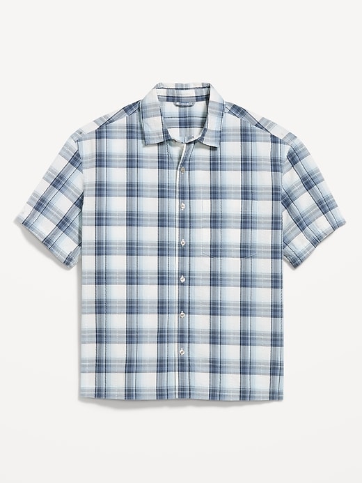 Image number 4 showing, Loose Fit Textured Plaid Pocket Shirt