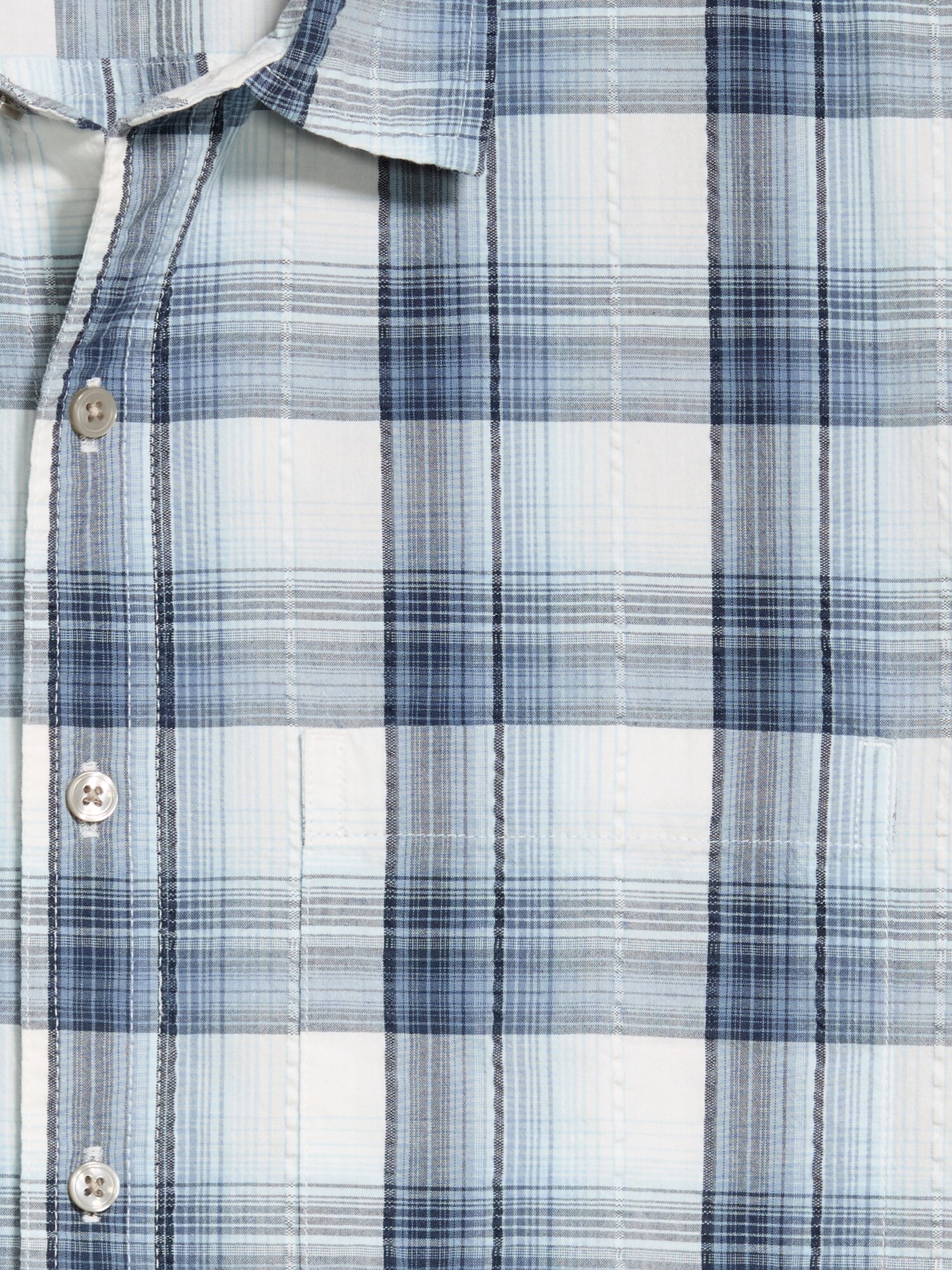Мужская рубашка Old Navy Loose Fit Textured Plaid Pocket, цвет: Синий клетчатый — фото 5