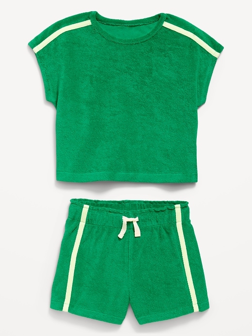 Image number 3 showing, Short-Sleeve Terry Top and Shorts Set for Toddler Girls