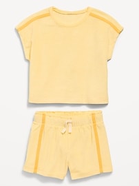Image number 3 showing, Short-Sleeve Terry Top and Shorts Set for Toddler Girls