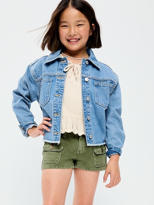 Image number 3 showing, Low-Rise Utility Jean Shorts for Girls