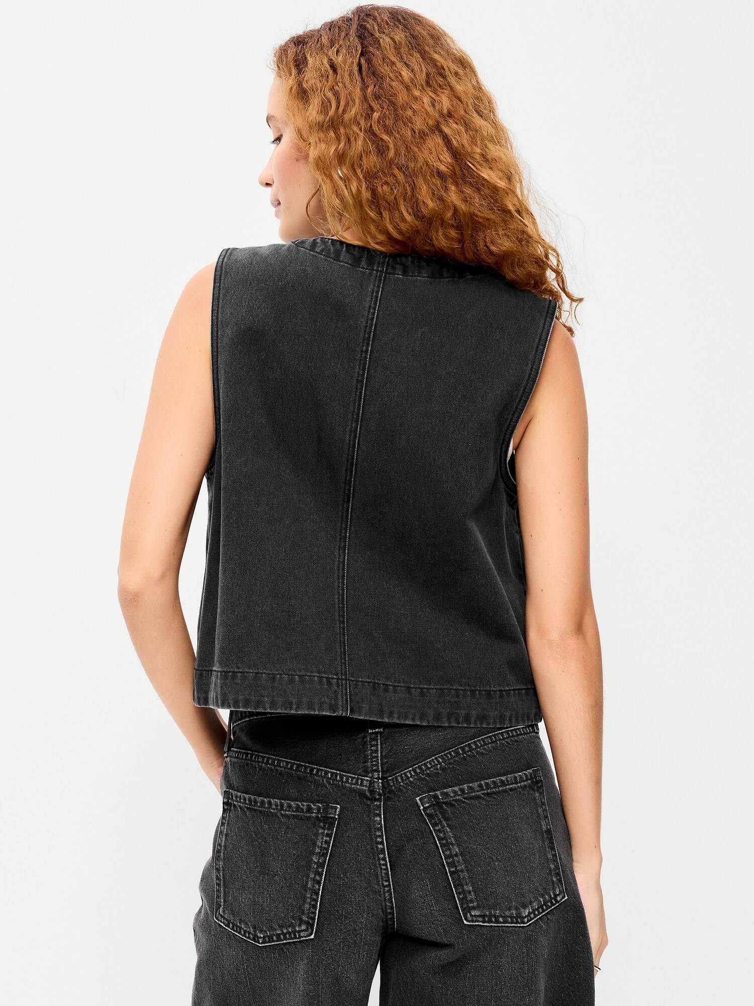 Женский жилет Old Navy Zip-Front Utility Vest, цвет: Coal — фото 2