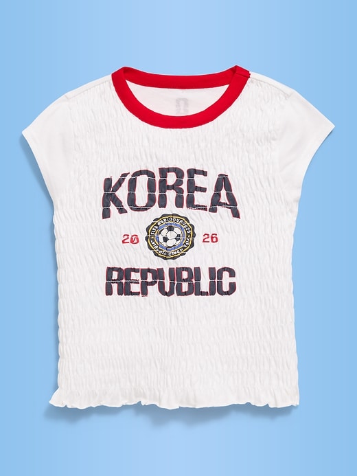 Image number 1 showing, FIFA World Cup 26™ Korea Republic Smocked Graphic T-Shirt for Girls