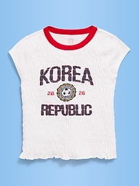 Image number 1 showing, FIFA World Cup 26™ Korea Republic Smocked Graphic T-Shirt for Girls