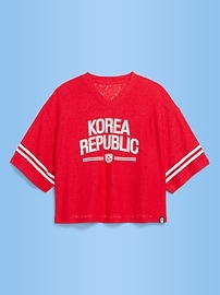 Image number 1 showing, FIFA World Cup 26™ Korea Republic Boxy Lace V-Neck T-Shirt for Women