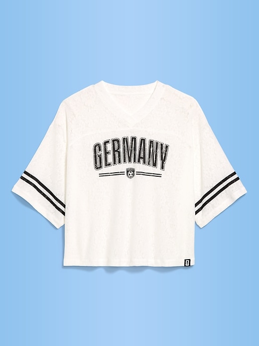 Image number 1 showing, FIFA World Cup 26™ Germany Boxy Lace V-Neck T-Shirt for Women