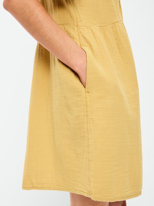 Image number 6 showing, Crinkle Gauze Flutter-Sleeve Mini Swing Dress